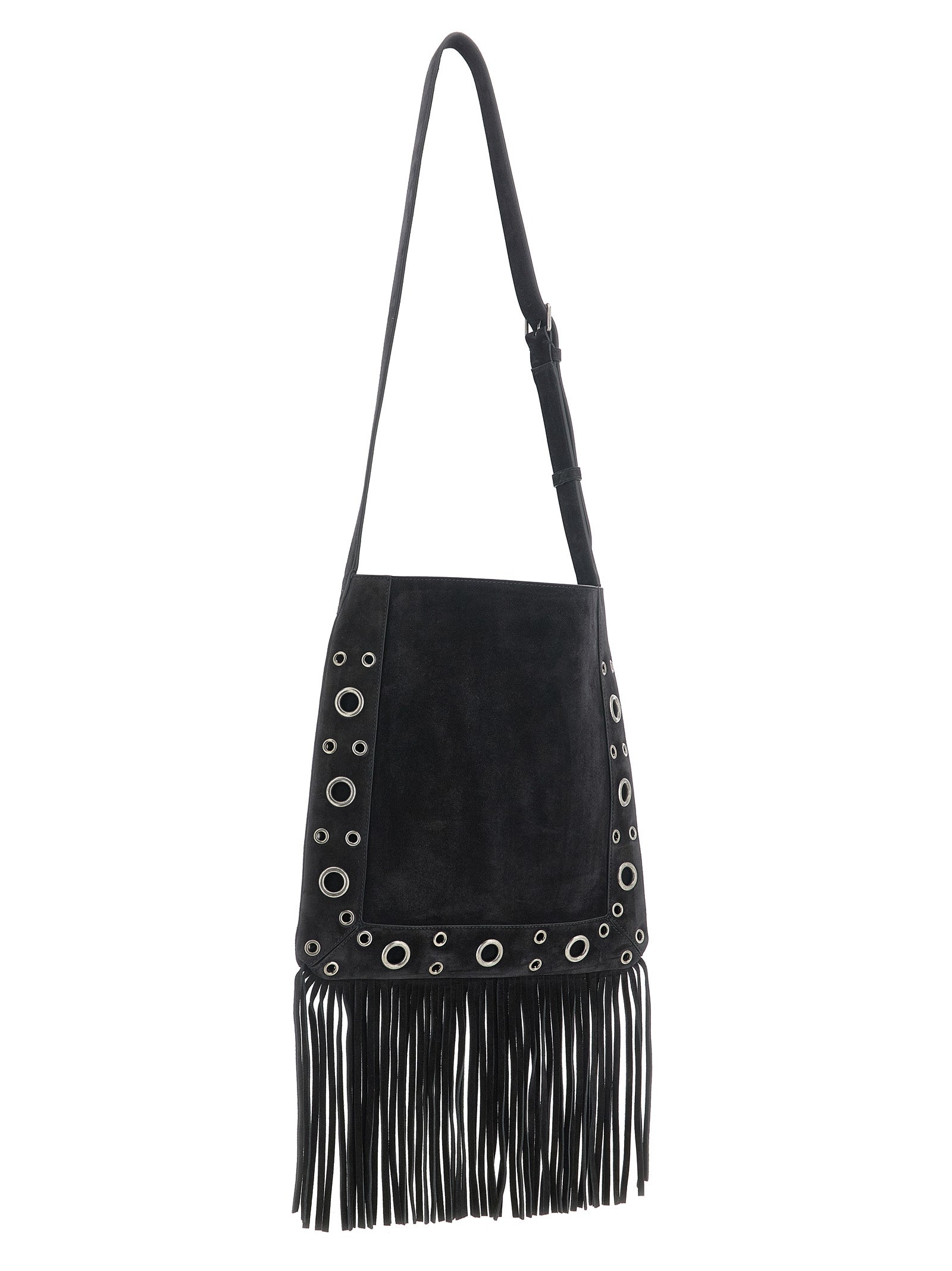 Shoulder Bag by Valentino Garavani for men in suede calfskin leather black, silver & signature features a effortless sophistication silhouette, secured by a with ample and versatile shoulder-strap & adjustable-strap for a effortless sophistication finish.