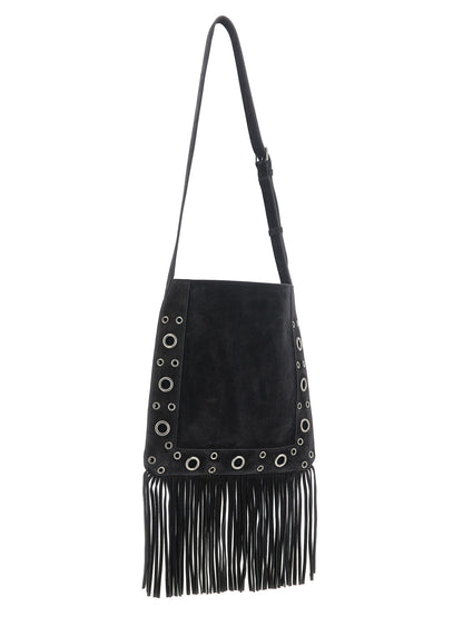 Shoulder Bag by Valentino Garavani for men in suede calfskin leather black, silver & signature features a effortless sophistication silhouette, secured by a with ample and versatile shoulder-strap & adjustable-strap for a effortless sophistication finish.