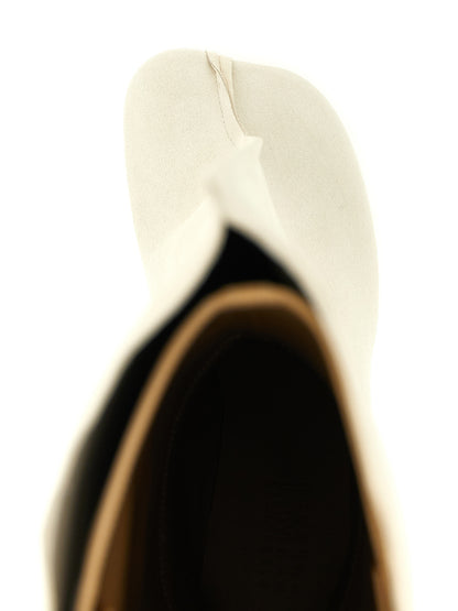 MM6 Maison Margiela Women's Cowhide Leather Stiletto Over-The-Knee Boots - White Signature