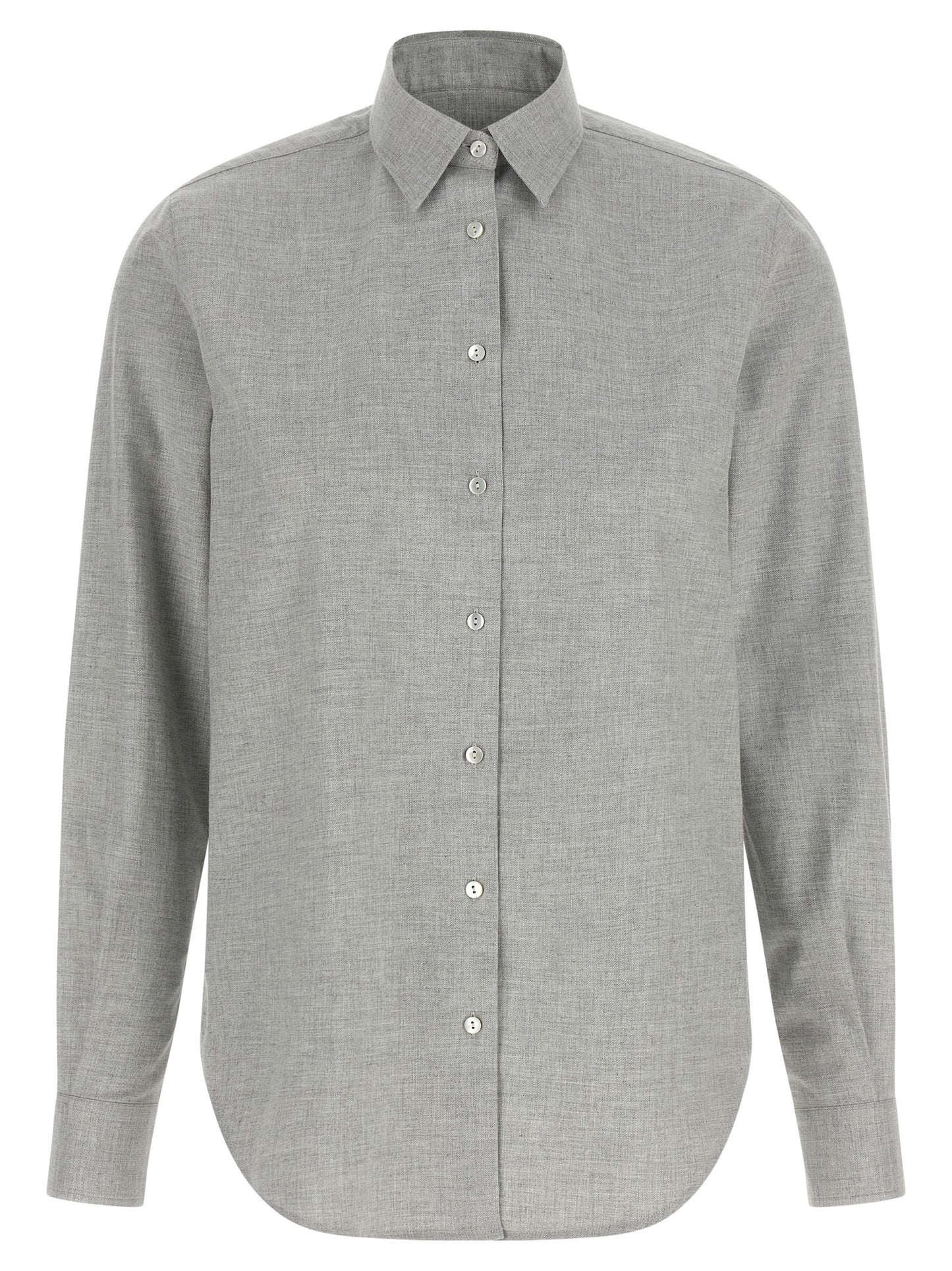 Blouse by XACUS for women in cotton flannel gray showcases a sublime silhouette, artfully detailed with a sublime and for a sophisticated, sublime finish.