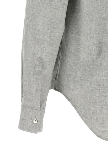 Blouse by XACUS for women in cotton flannel gray features an architectural silhouette with a refined and elegant for a architectural look.
