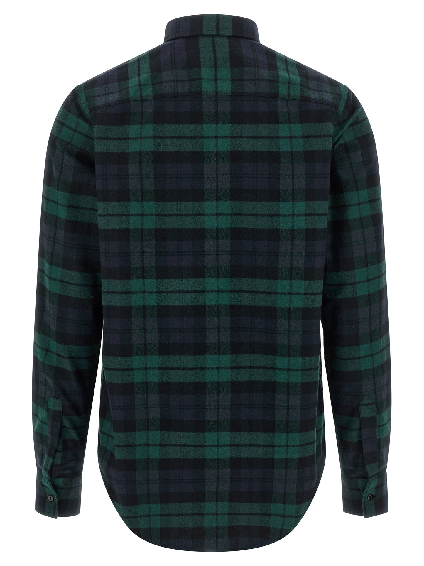 Blouse by XACUS for women in cotton flannel green, multicolor, navy, patterned & tartan showcases a sharp silhouette, elegantly detailed with a sharp and sharp .