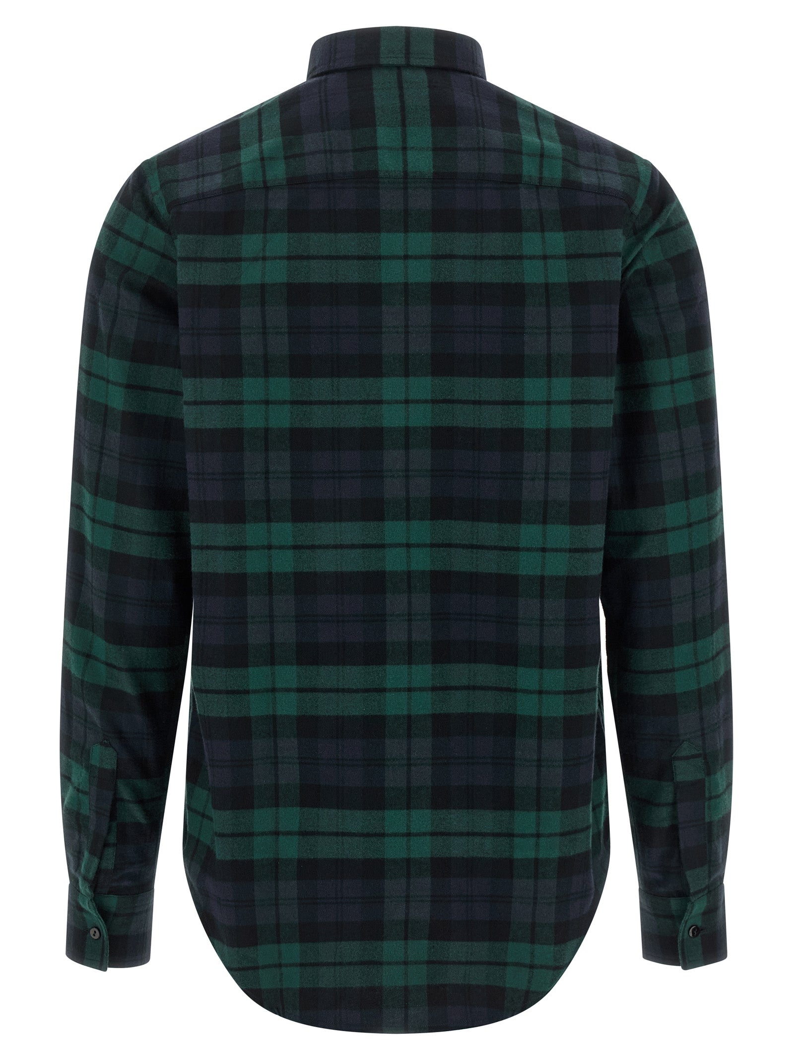 Blouse by XACUS for women in cotton flannel green, multicolor, navy, patterned & tartan showcases a sharp silhouette, elegantly detailed with a sharp and sharp .