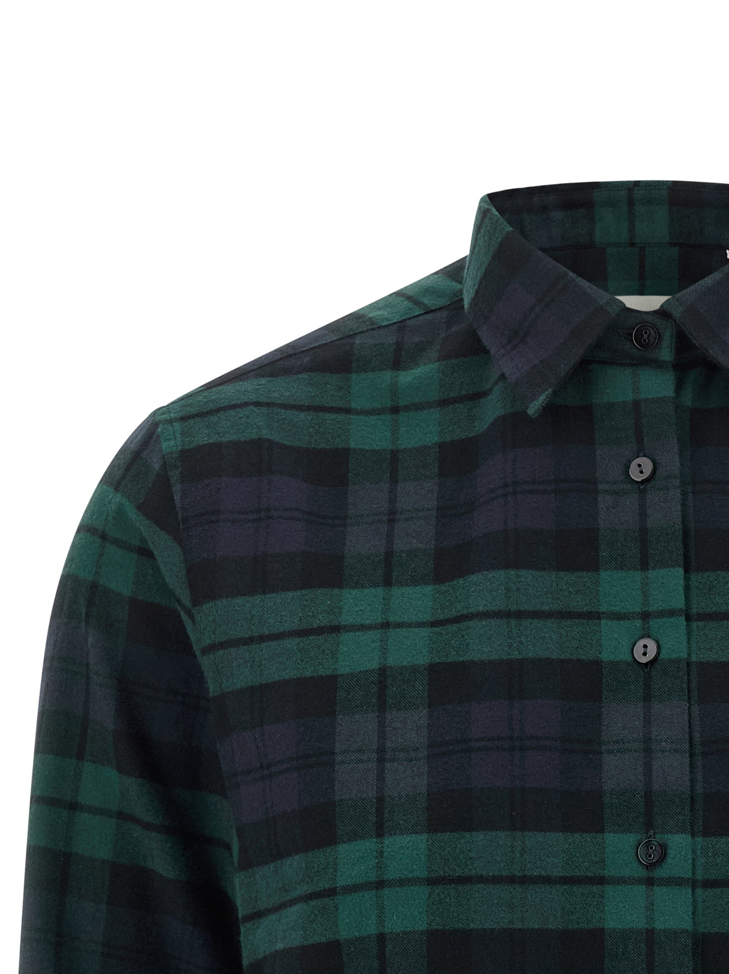Blouse by XACUS for women in cotton flannel green, multicolor, navy, patterned & tartan presents a discerning silhouette, showcasing a sophisticated and for a truly discerning finish.