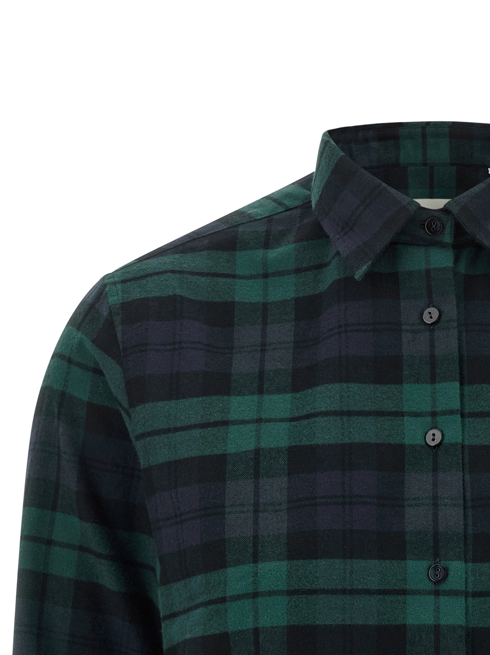 Blouse by XACUS for women in cotton flannel green, multicolor, navy, patterned & tartan presents a discerning silhouette, showcasing a sophisticated and for a truly discerning finish.