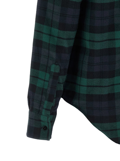 Blouse by XACUS for women in cotton flannel green, multicolor, navy, patterned & tartan showcases a sleek silhouette, elegantly detailed with a sleek and for a sleek finish.