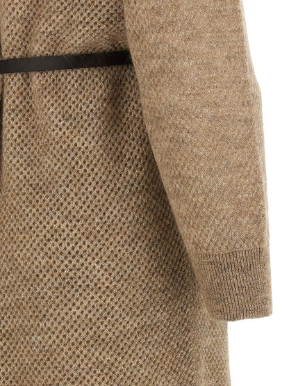 Dress by Brunello Cucinelli for women in polyamide leather mohair metallized fiber wool beige features an magnificent silhouette, artfully detailed with a magnificent and that flows into an magnificent midi.