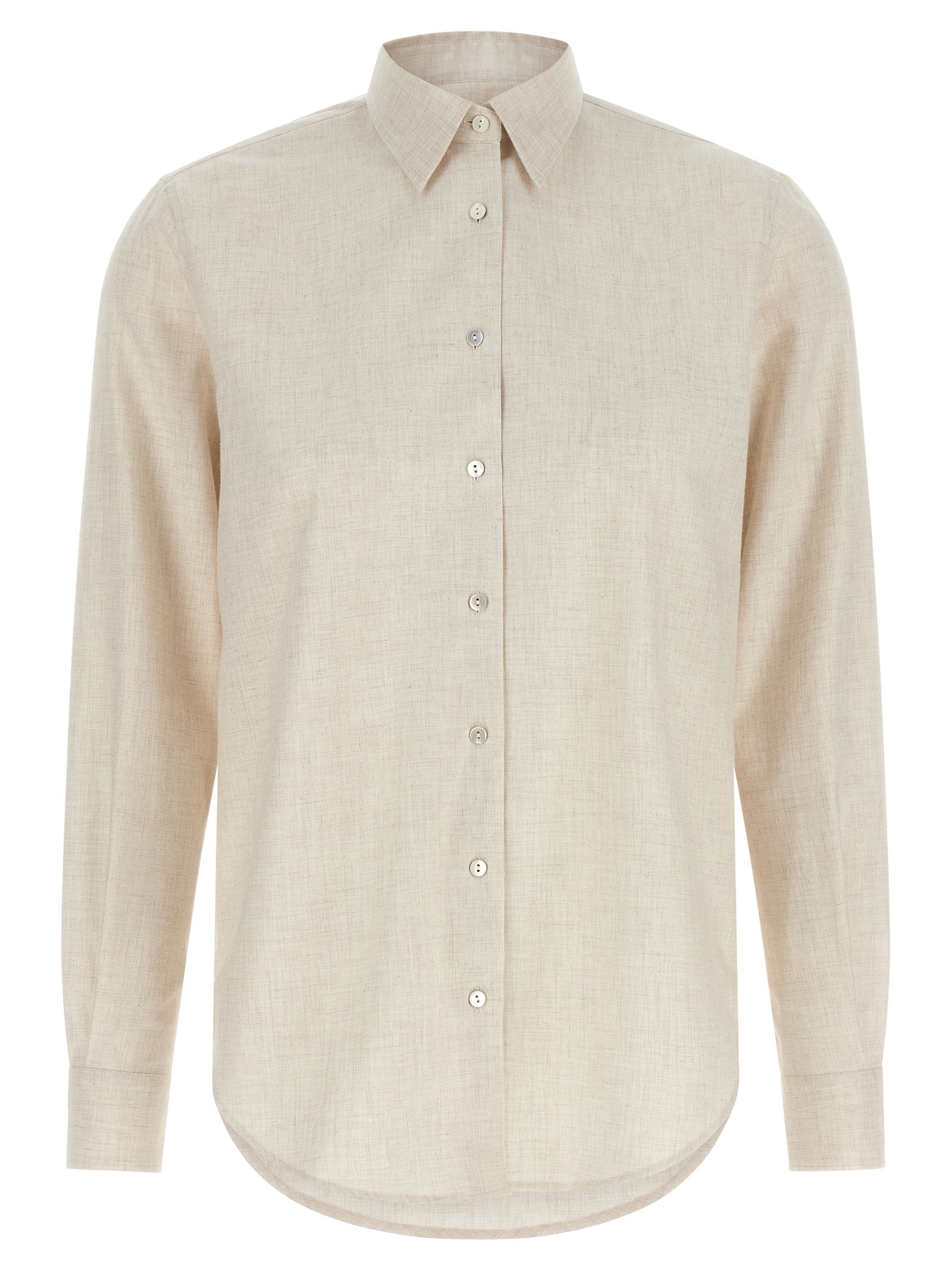 Blouse by XACUS for women in cotton beige & sand showcases a sublime silhouette, artfully detailed with a sublime and long-sleeve for a sophisticated, sublime finish.