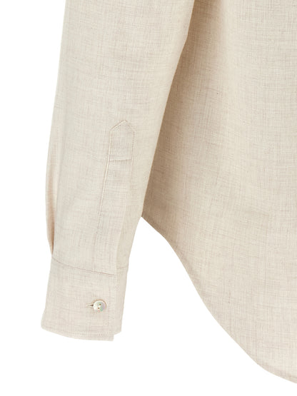 Blouse by XACUS for women in cotton beige & sand, featuring a nuanced and nuanced for a sophisticated finish.