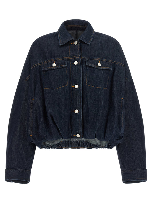Trucker Jacket by Dries Van Noten for women in denim cotton blue, indigo & silver features a city-ready silhouette, detailed with pockets and a city-ready .