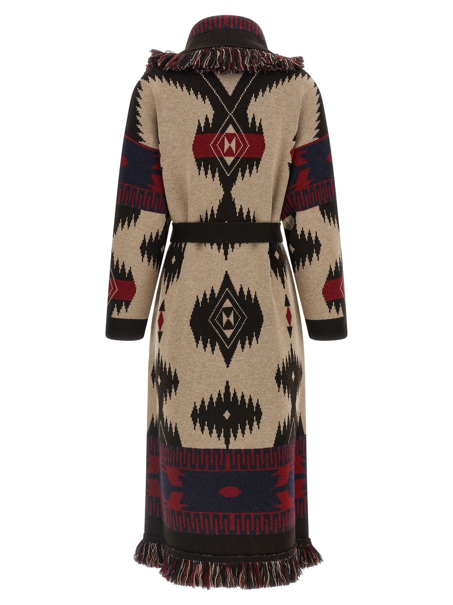 Alanui Icon Women's Canvas & Virgin Wool Overcoat - Multicolor Navy Red Patterned Jacquard