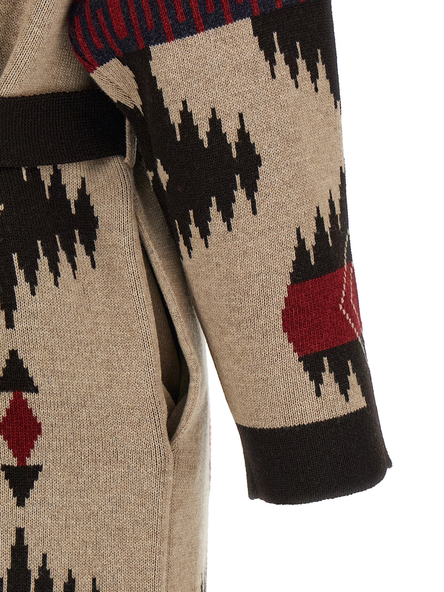 Alanui Icon Women's Canvas & Virgin Wool Overcoat - Multicolor Navy Red Patterned Jacquard