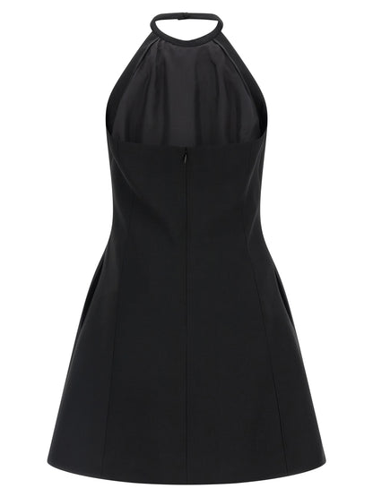 Valentino Garavani Flow Women's A Line Silk Virgin Wool Crepe & Sequins Dress - Black Silver