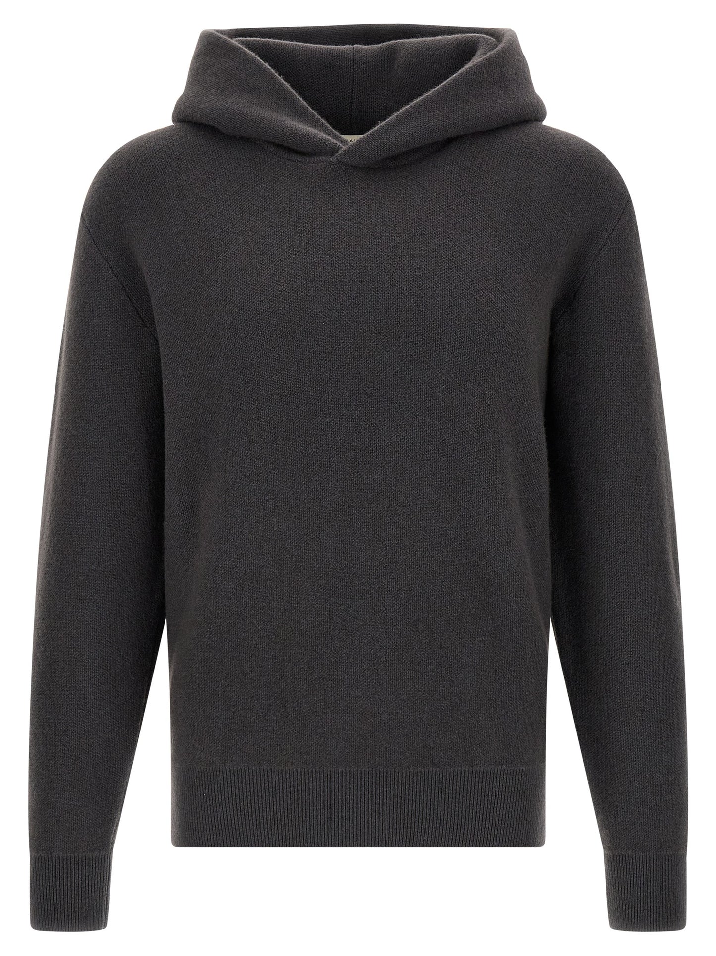 Hooded Cardigan by Lemaire for men in cashmere gray features a dramatic silhouette, showcasing a sophisticated hooded neckline and dramatic detail for a timeless, premium look.