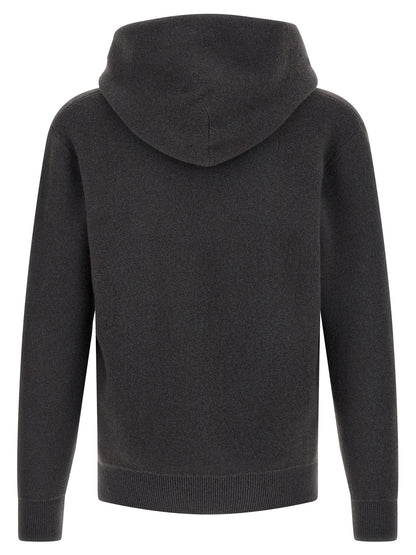 Hooded Cardigan by Lemaire for men in cashmere gray showcases a captivating silhouette, artfully detailed with a captivating and hooded neckline for a truly sophisticated captivating look.