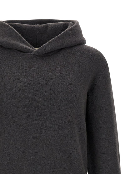 Hooded Cardigan by Lemaire for men in cashmere gray features a nuanced silhouette with a refined hooded neckline and nuanced detailing for a sophisticated look.