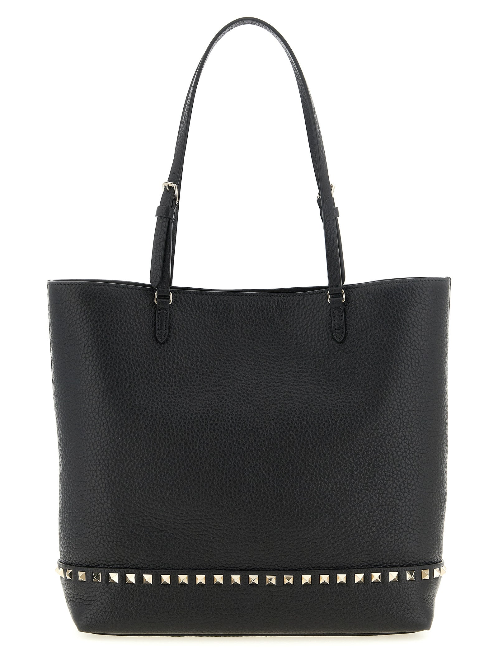 Medium Shoulder Tote Bag by Valentino Garavani for women in suede calfskin leather black & print features a effortless chic silhouette with a secure zipper & magnetic, ample , and versatile shoulder-strap, handle & adjustable-strap for a effortless chic finish.