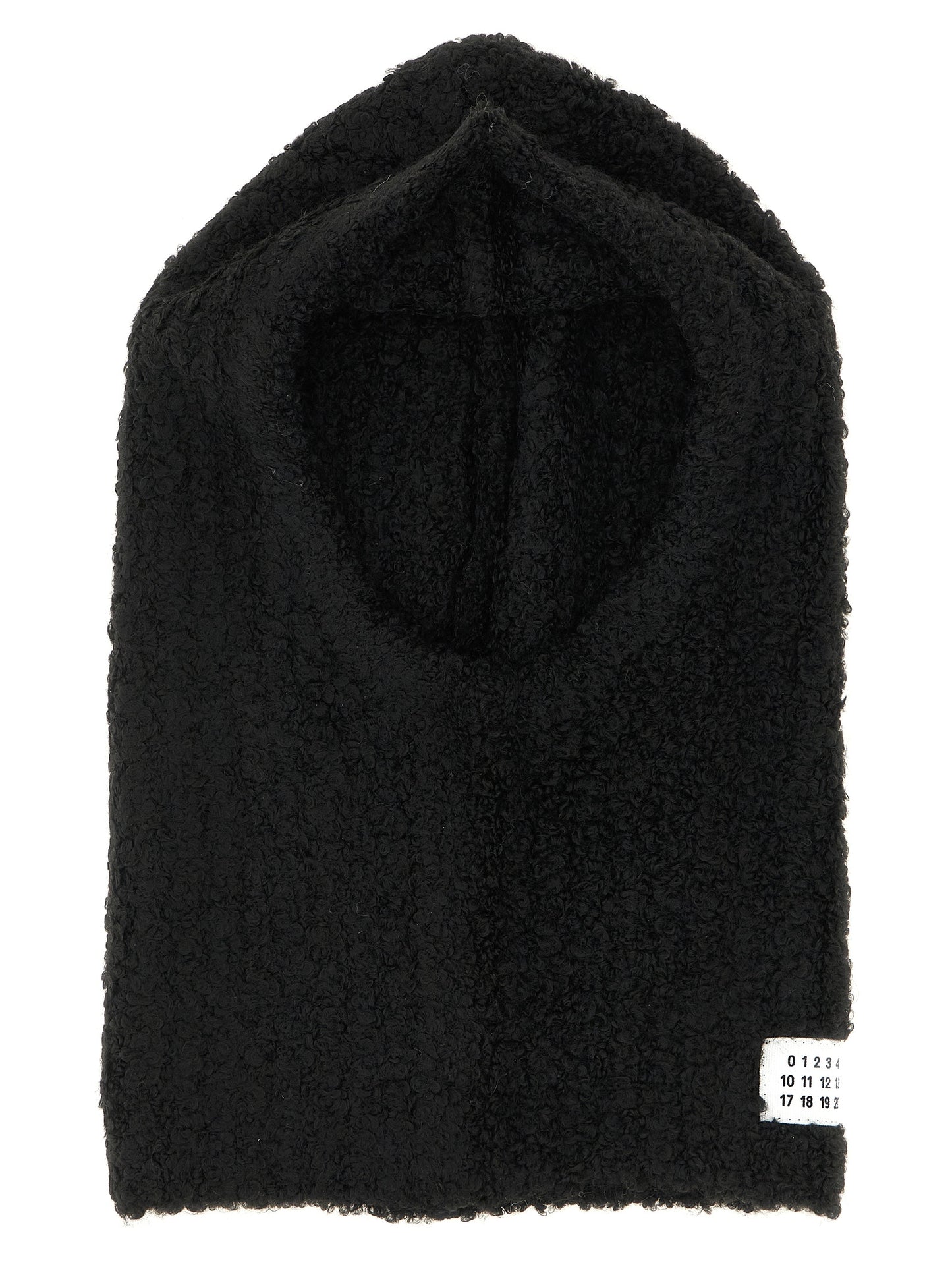 Balaclava by MM6 Maison Margiela for women in marabou wool black & signature features a beach chic design, perfectly capturing the essence of the Marabou Wool Balaclava collection.