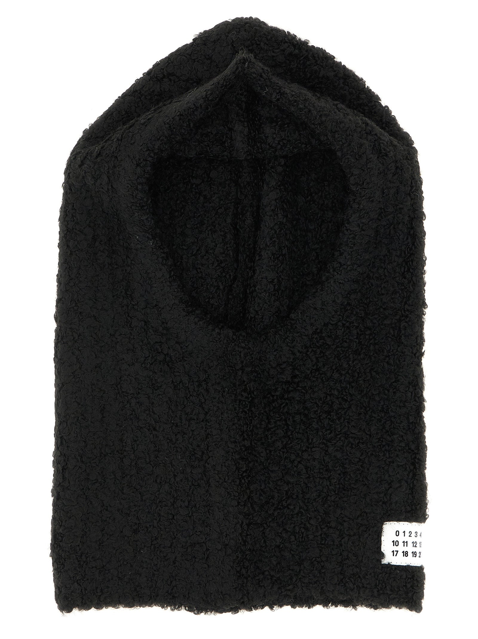 Balaclava by MM6 Maison Margiela for women in marabou wool black & signature features a beach chic design, perfectly capturing the essence of the Marabou Wool Balaclava collection.