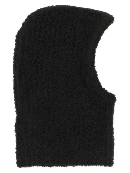 Balaclava by MM6 Maison Margiela for women in marabou wool black & signature features a sleek design from the Marabou Wool Balaclava collection, creating a sophisticated and elegant cold-weather look.