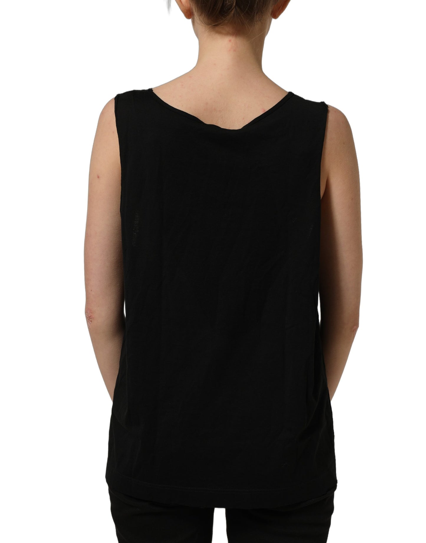 Dolce & Gabbana Black Gold DG Logo Cotton Sleeveless Tank Top