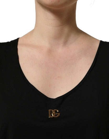 Dolce & Gabbana Black Gold DG Logo Cotton Sleeveless Tank Top