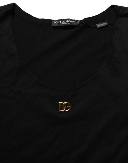 Dolce & Gabbana Black Gold DG Logo Cotton Sleeveless Tank Top