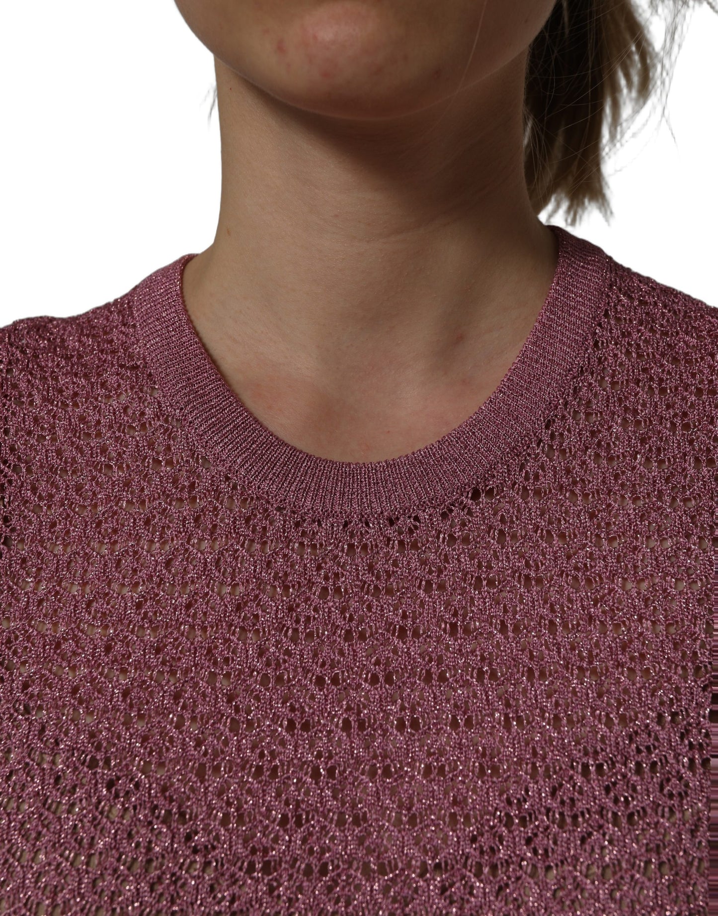 Dolce & Gabbana Pink Sheer Mesh Crew Neck Sleeveless Tank Top