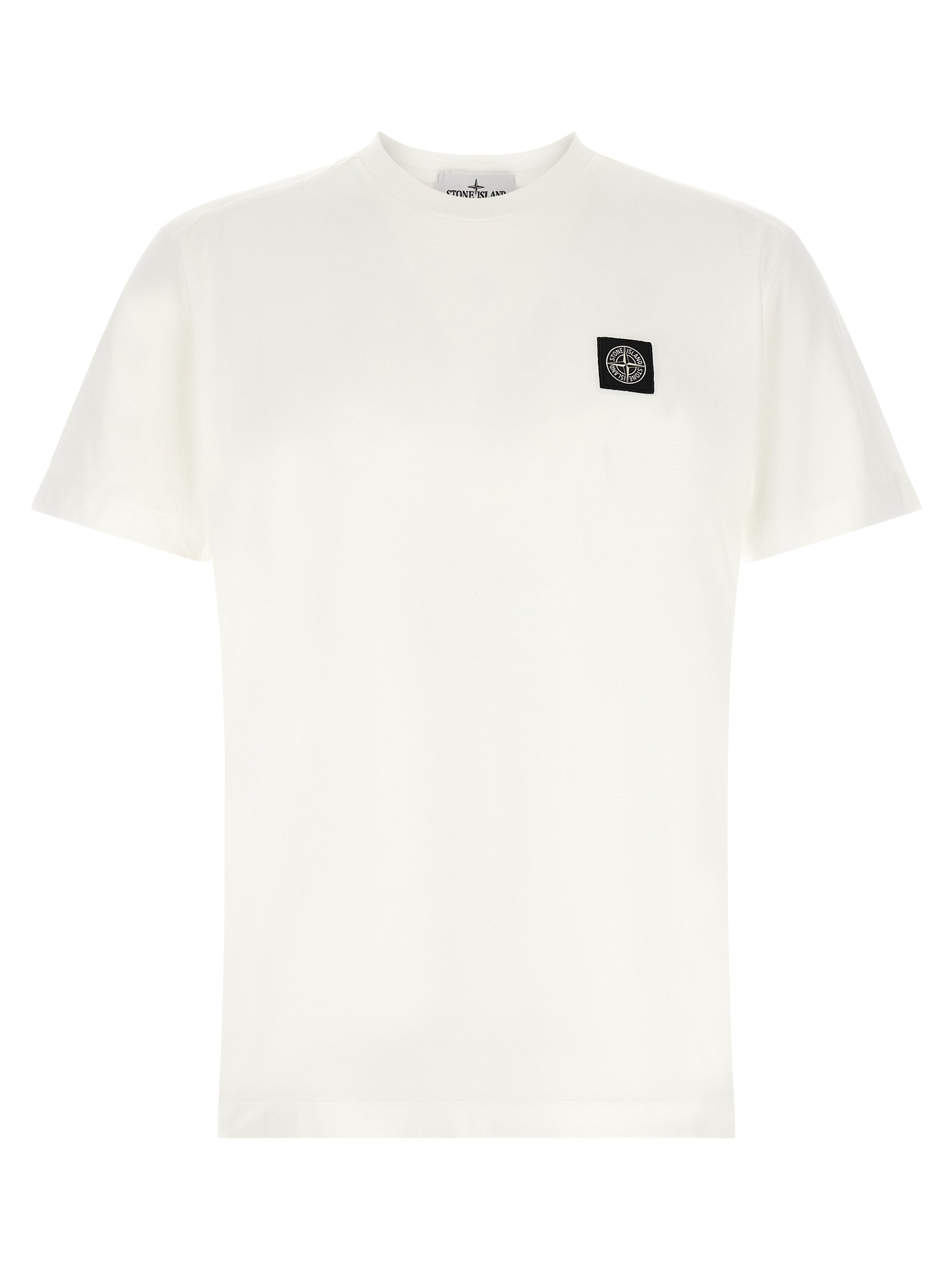 T-Shirt by Stone Island for men in cotton white features an on trend silhouette, perfectly showcasing a on trend short-sleeve and for an elevated aesthetic.