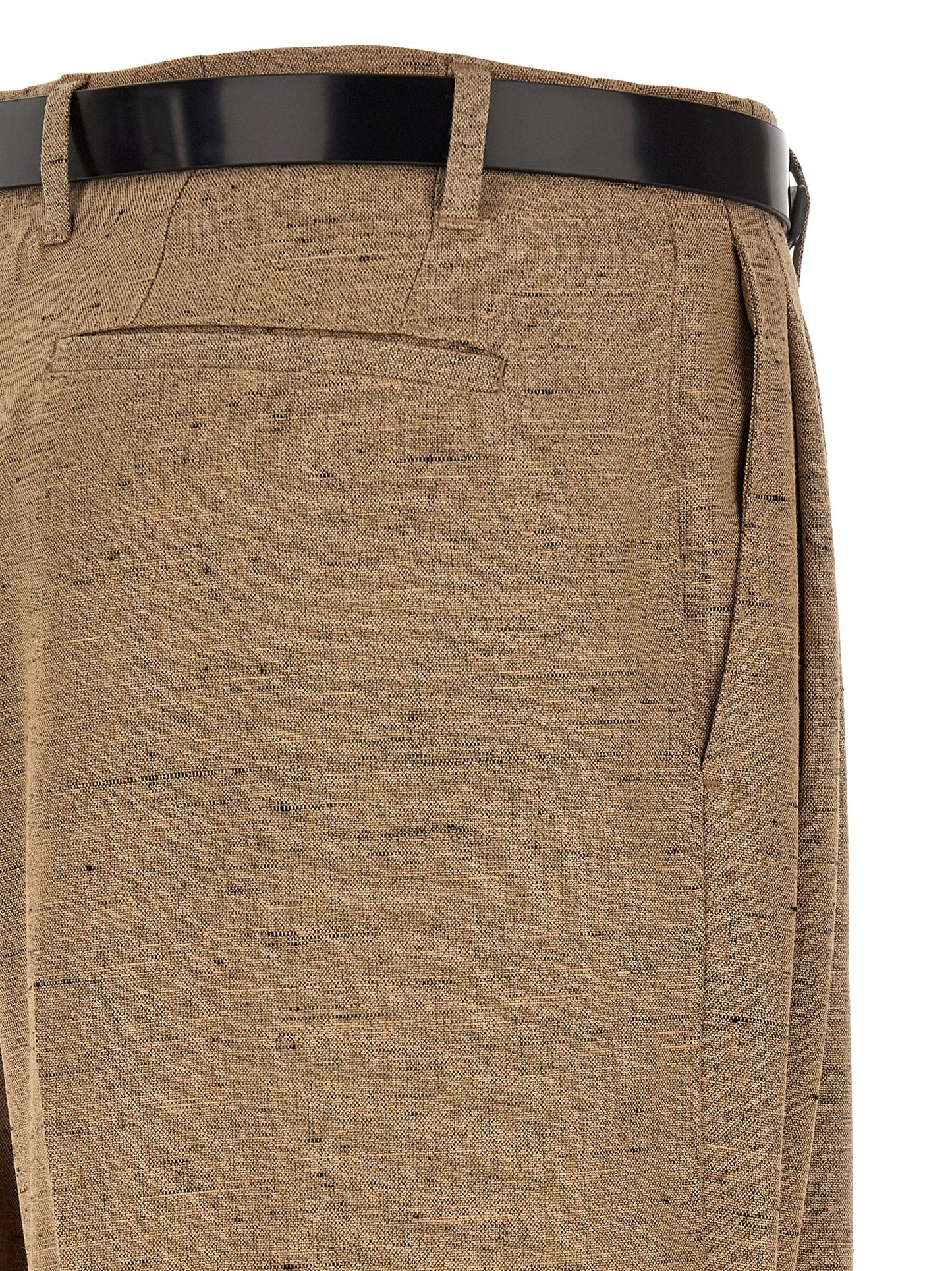 Trousers by Dolce & Gabbana for women in linen polyamide & viscose tweed beige features an on trend silhouette, showcasing a sophisticated wide with a long and high rise for an on trend finish.