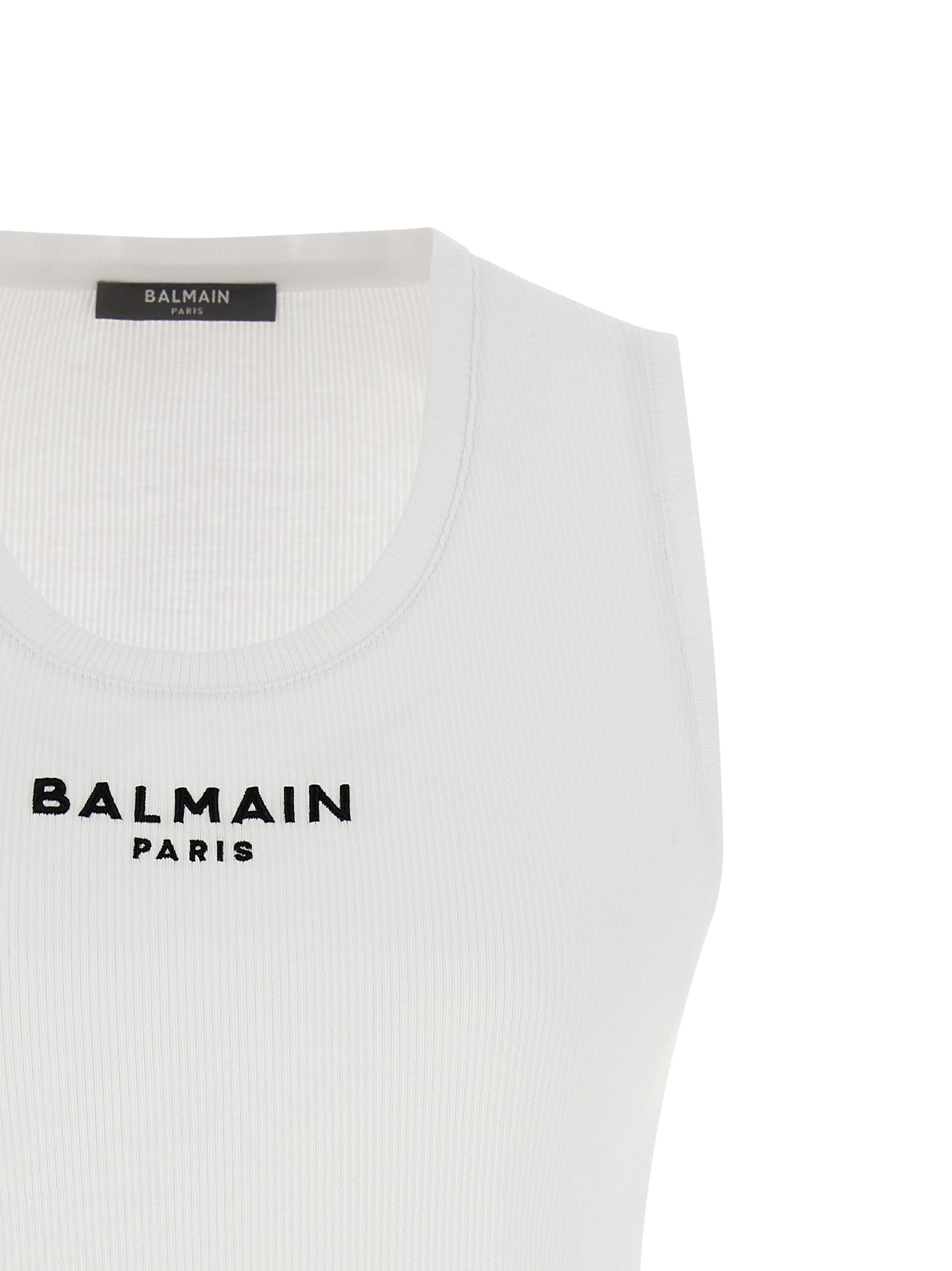 T-Shirt by Balmain for women in organic cotton white features a plush silhouette, showcasing a sophisticated round neckline and for a truly plush finish.