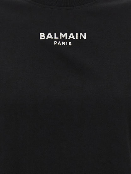 T-Shirt by Balmain for women in cotton black showcases a chic silhouette, artfully detailed with a chic and for a chic finish.