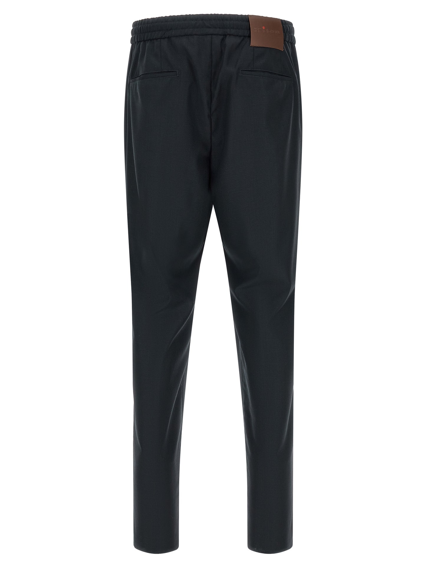 Trousers by Kiton for men in virgin wool dark-blue & red presents a smart silhouette, meticulously detailed with a smart , a smart long, and a smart .