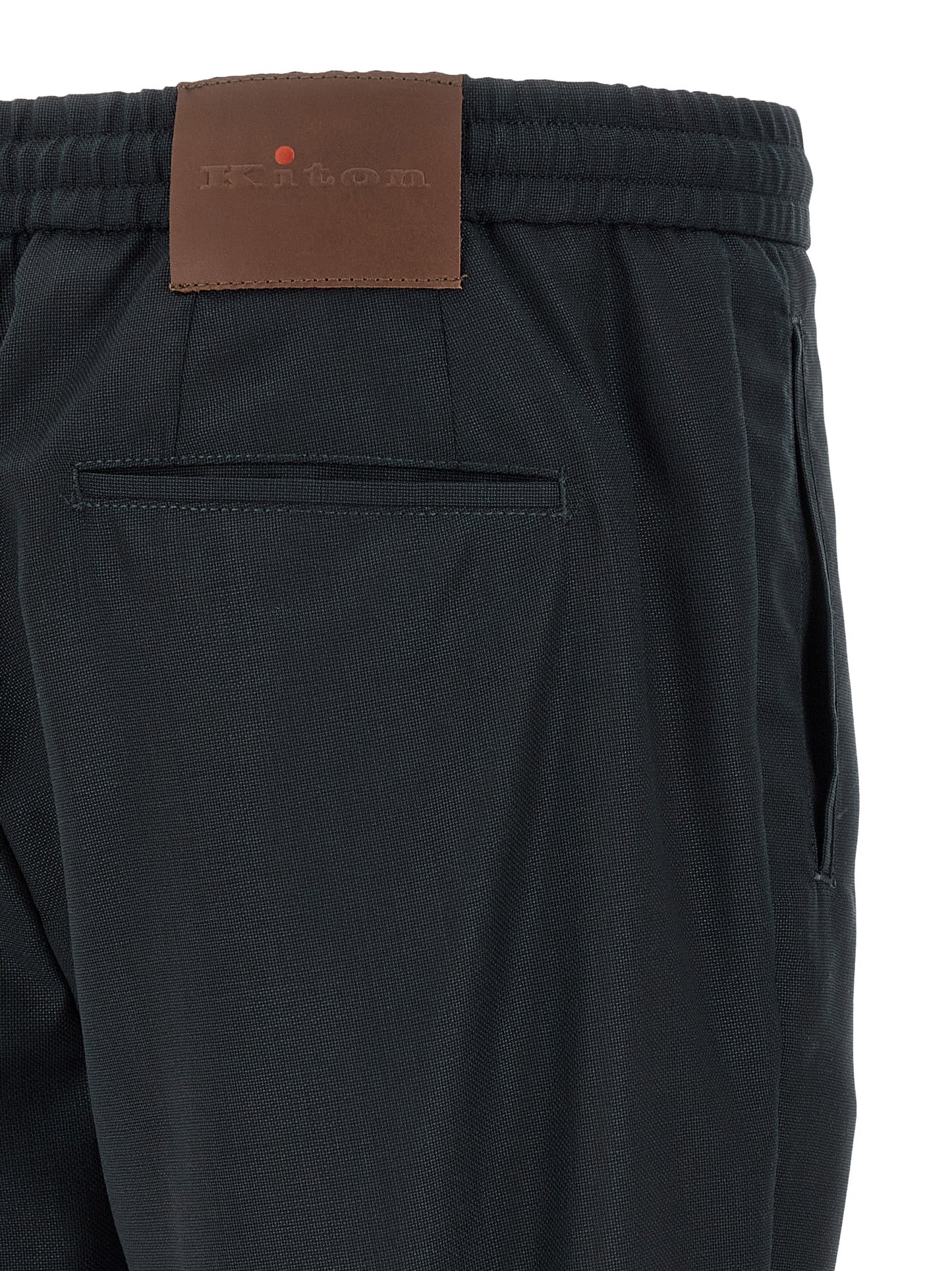 Trousers by Kiton for men in virgin wool dark-blue & red features an sartorial silhouette, showcasing a precise and long with a sartorial for a refined look.