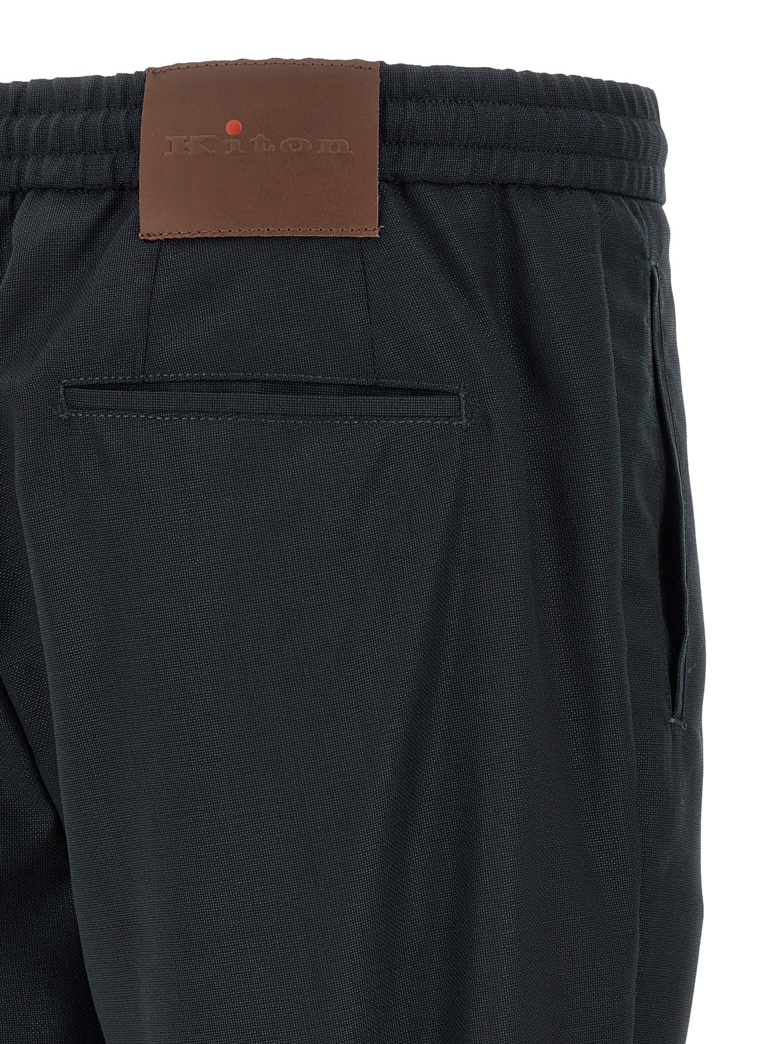 Trousers by Kiton for men in virgin wool dark-blue & red features an sartorial silhouette, showcasing a precise and long with a sartorial for a refined look.