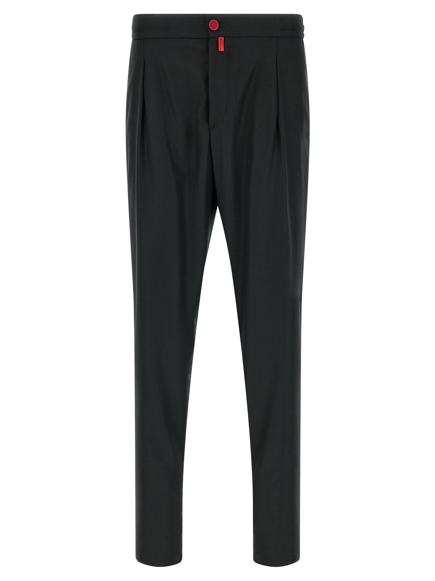 Trousers by Kiton for men in leather & wool brown, gray, red & signature presents a perennial silhouette, meticulously tailored with a relaxed-fit cut, long finish, and an elegant .
