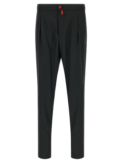 Trousers by Kiton for men in leather & wool brown, gray, red & signature presents a perennial silhouette, meticulously tailored with a relaxed-fit cut, long finish, and an elegant .