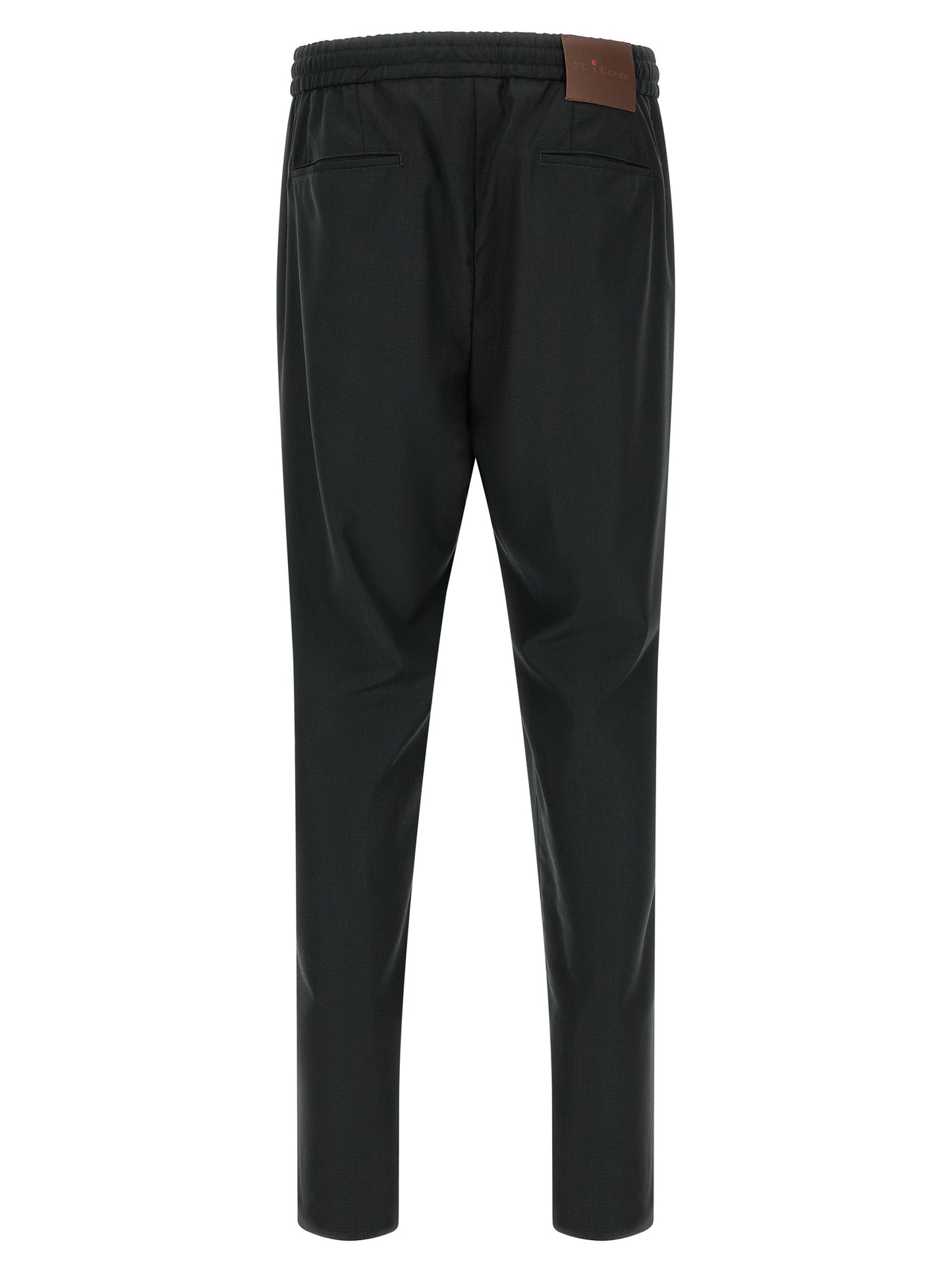 Trousers by Kiton for men in leather & wool brown, gray, red & signature presents a smart silhouette, meticulously detailed with a smart relaxed-fit, a smart long, and a smart .