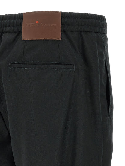 Trousers by Kiton for men in leather & wool brown, gray, red & signature features a tailored silhouette with a tailored relaxed-fit, defined by its long and a sophisticated .
