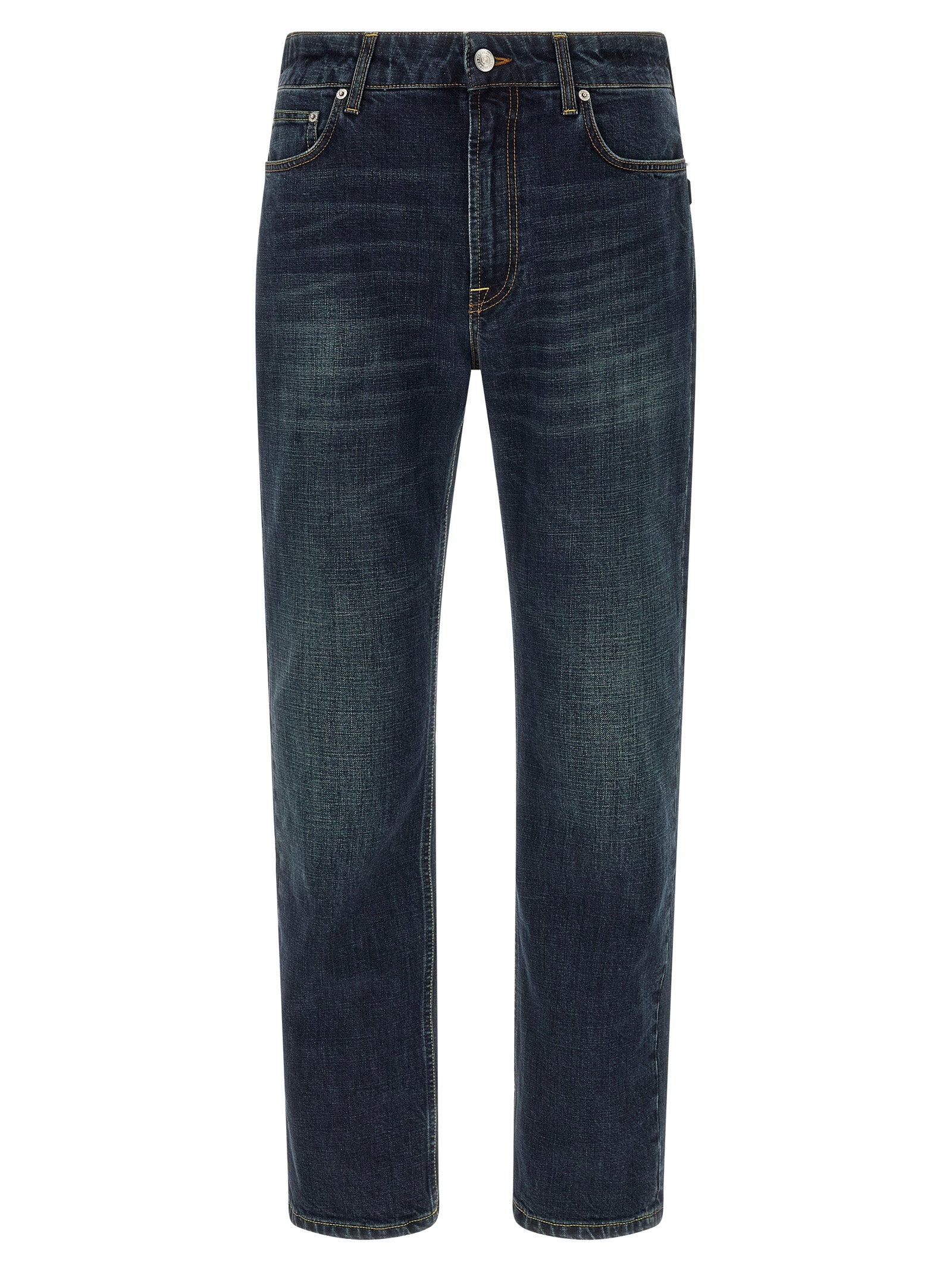 Jeans by Department 5 for men in stretch denim cotton dark-blue & white presents a tailored silhouette, showcasing a tailored straight-leg & regular-fit and long cut with a refined for a truly tailored aesthetic.