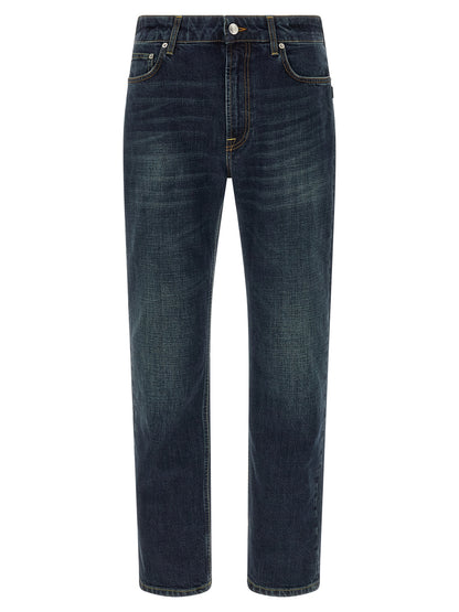 Jeans by Department 5 for men in stretch denim cotton dark-blue & white presents a tailored silhouette, showcasing a tailored straight-leg & regular-fit and long cut with a refined for a truly tailored aesthetic.