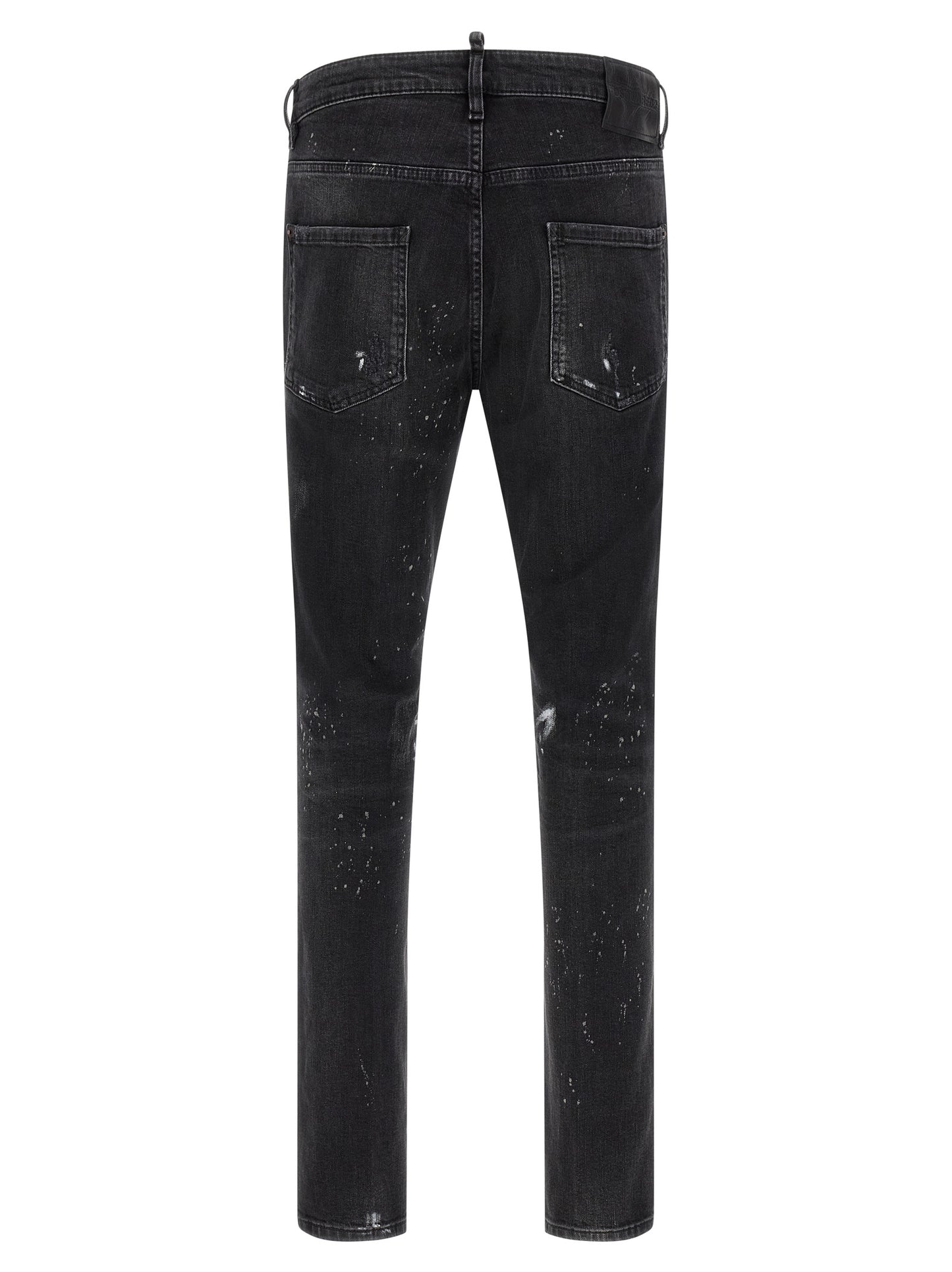 Jeans by Dsquared² for men in stretch denim cotton black & red features an sophisticated and slim with a precise long, creating a sophisticated and sophisticated silhouette.