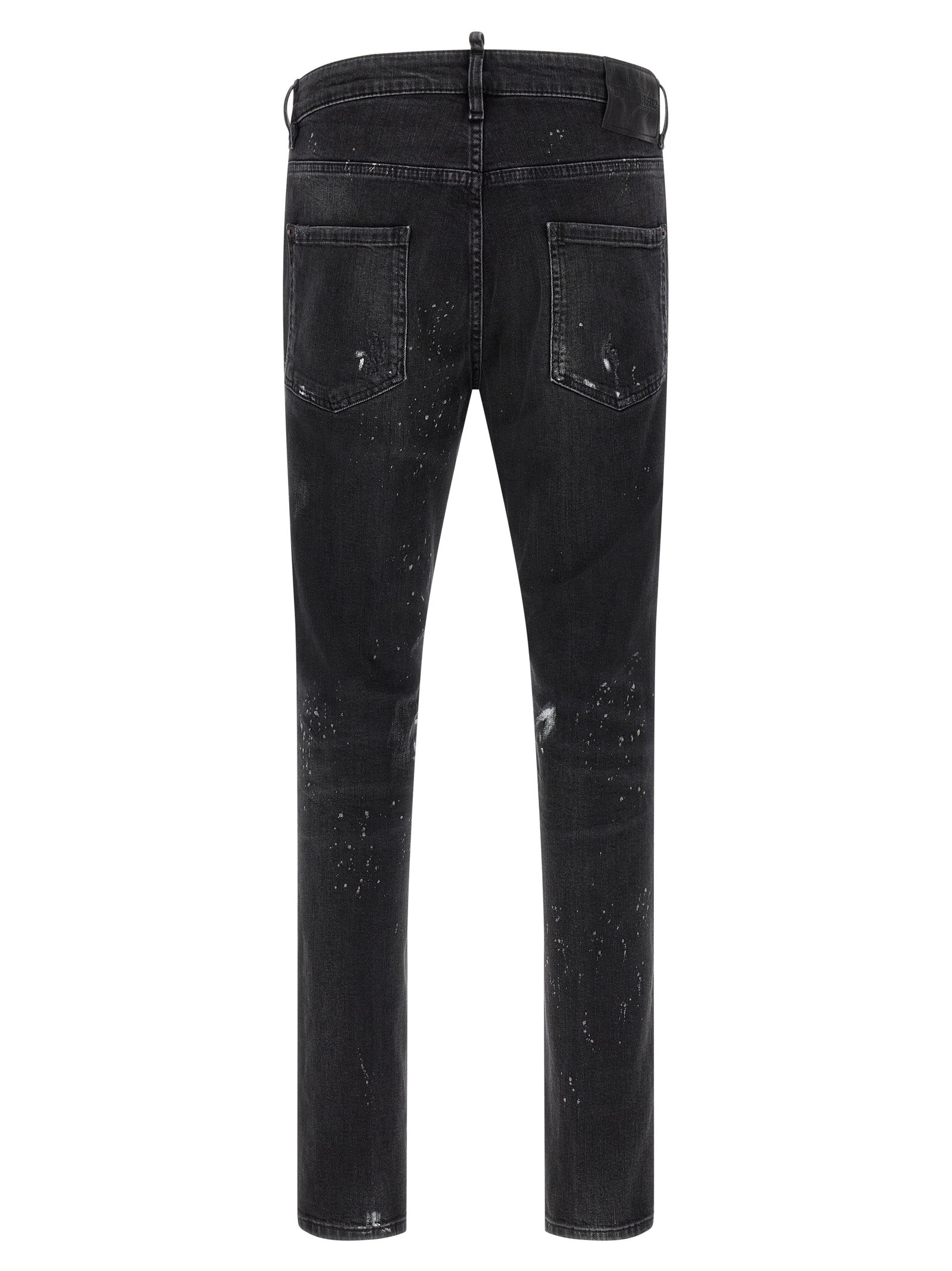 Jeans by Dsquared² for men in stretch denim cotton black & red features an sophisticated and slim with a precise long, creating a sophisticated and sophisticated silhouette.