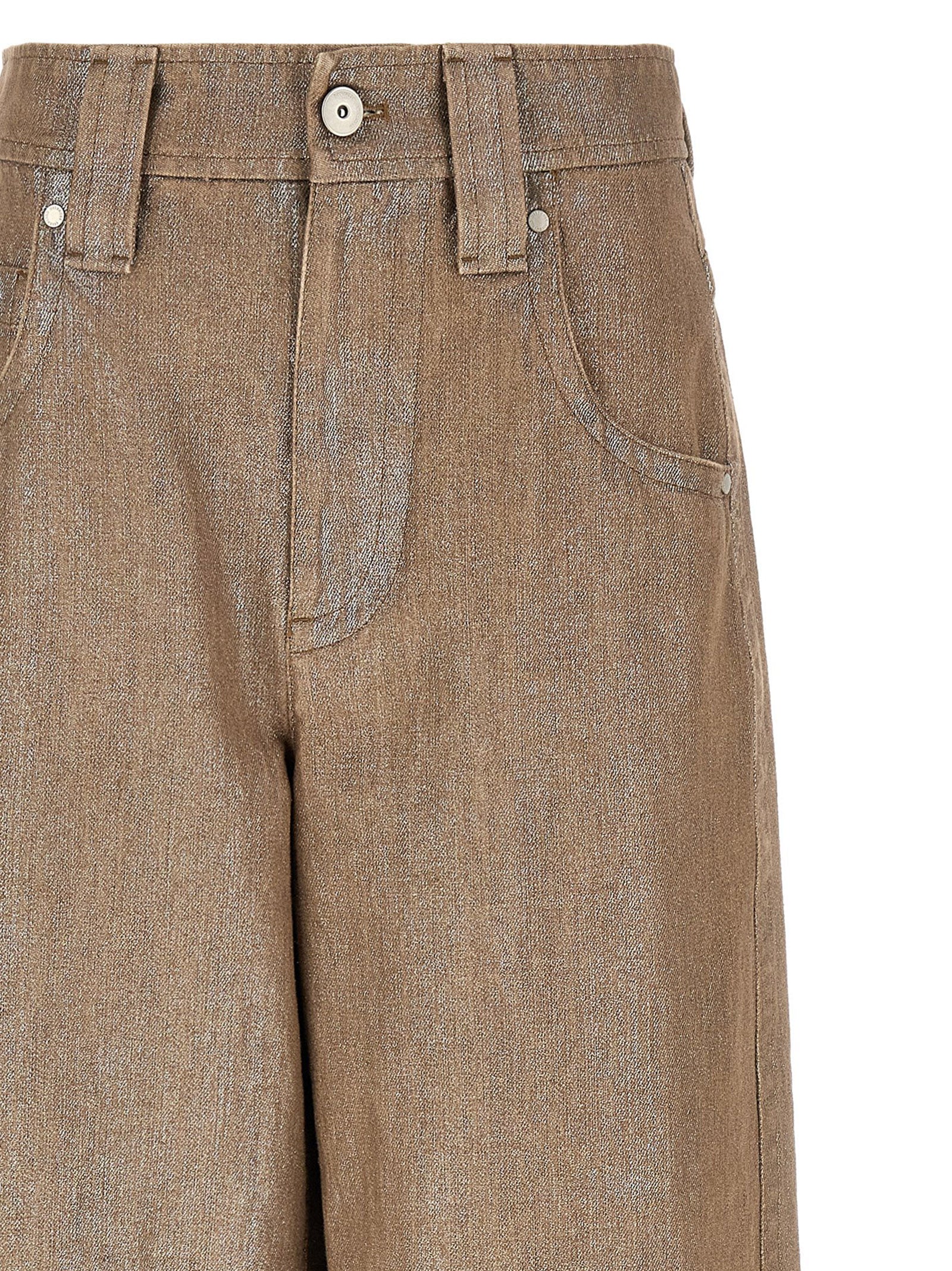 Jeans by Brunello Cucinelli for women in denim cotton beige presents a refined pantology silhouette, artfully defined by a refined pantology relaxed-fit & wide, long, and a sophisticated .