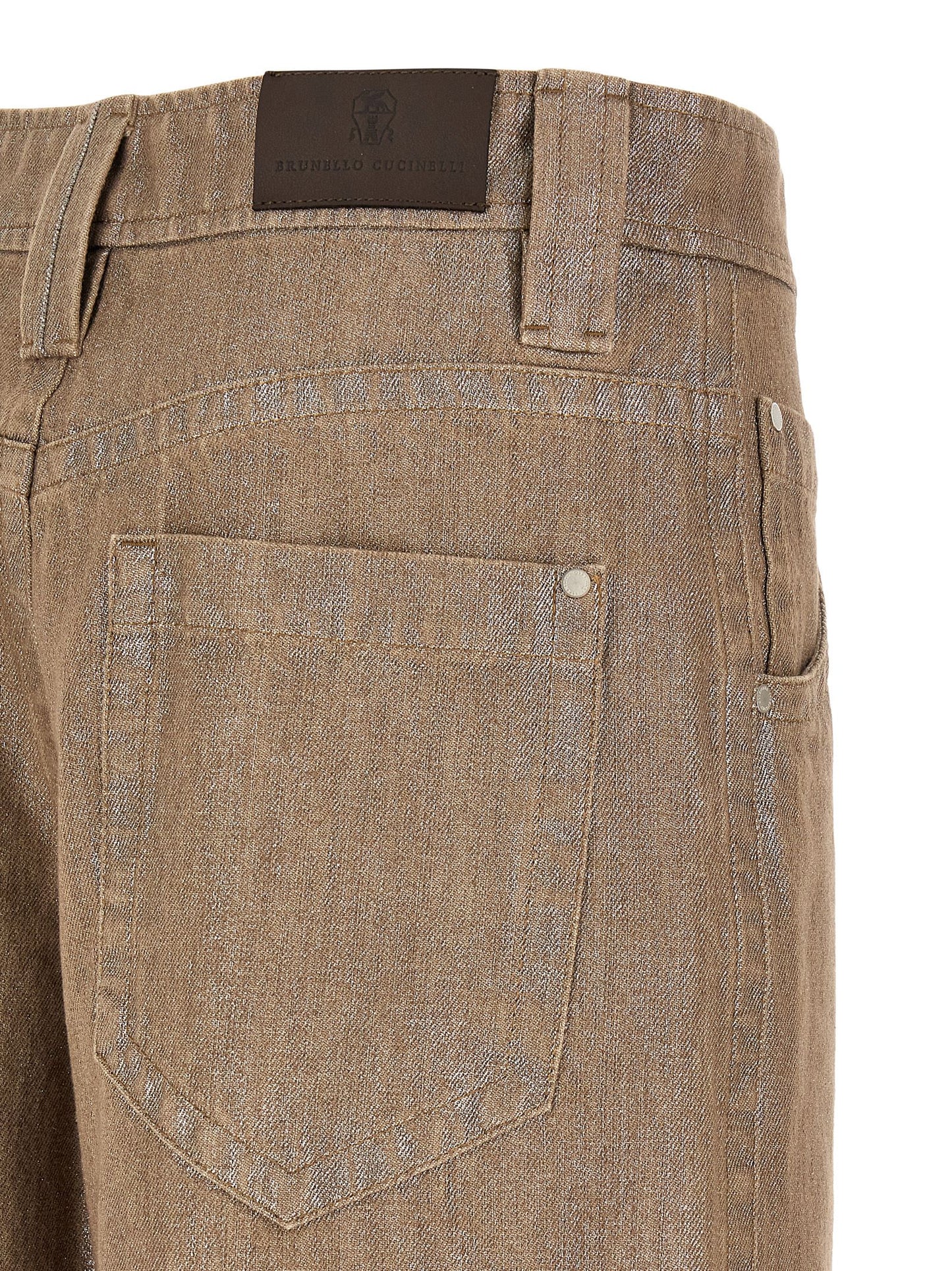 Jeans by Brunello Cucinelli for women in denim cotton beige features an sartorial relaxed-fit & wide and long with a cut for a sartorial finish.