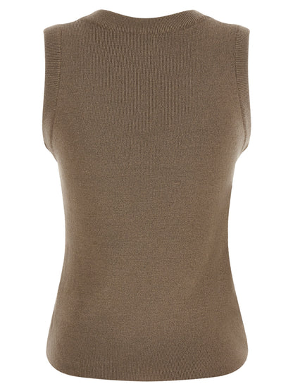 T-Shirt by Giuseppe Di Morabito for women in virgin wool & crystal beige features a plush silhouette, showcasing a sophisticated and for a truly plush finish.