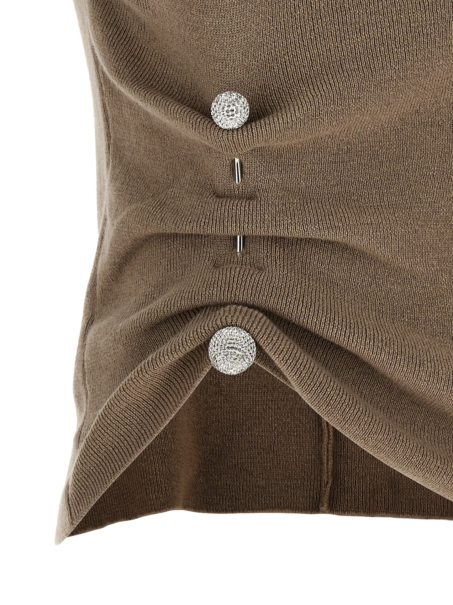 T-Shirt by Giuseppe Di Morabito for women in virgin wool & crystal beige showcases a chic silhouette, artfully detailed with a chic and for a chic finish.