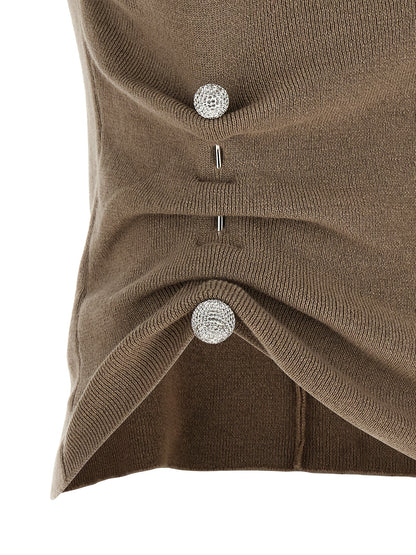 T-Shirt by Giuseppe Di Morabito for women in virgin wool & crystal beige showcases a chic silhouette, artfully detailed with a chic and for a chic finish.