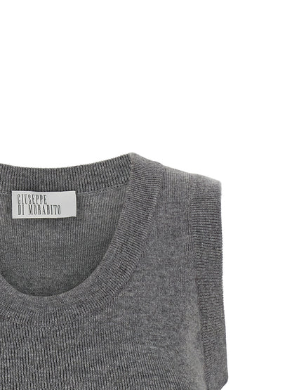 Sweater by Giuseppe Di Morabito for women in virgin wool & crystal gray showcases a downtown chic silhouette, artfully finished with a downtown chic round neckline and for a sophisticated, high-end look.