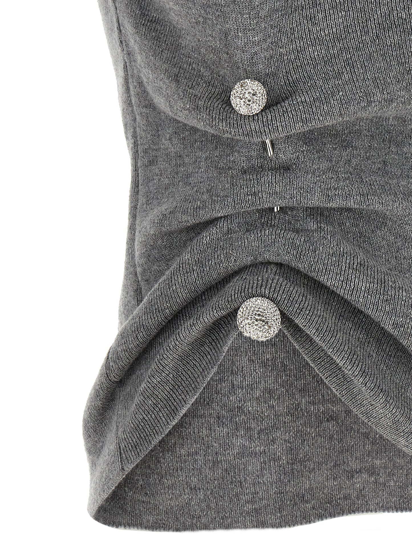 Sweater by Giuseppe Di Morabito for women in virgin wool & crystal gray showcases a discreet silhouette, finished with a discreet and for a discreet look.